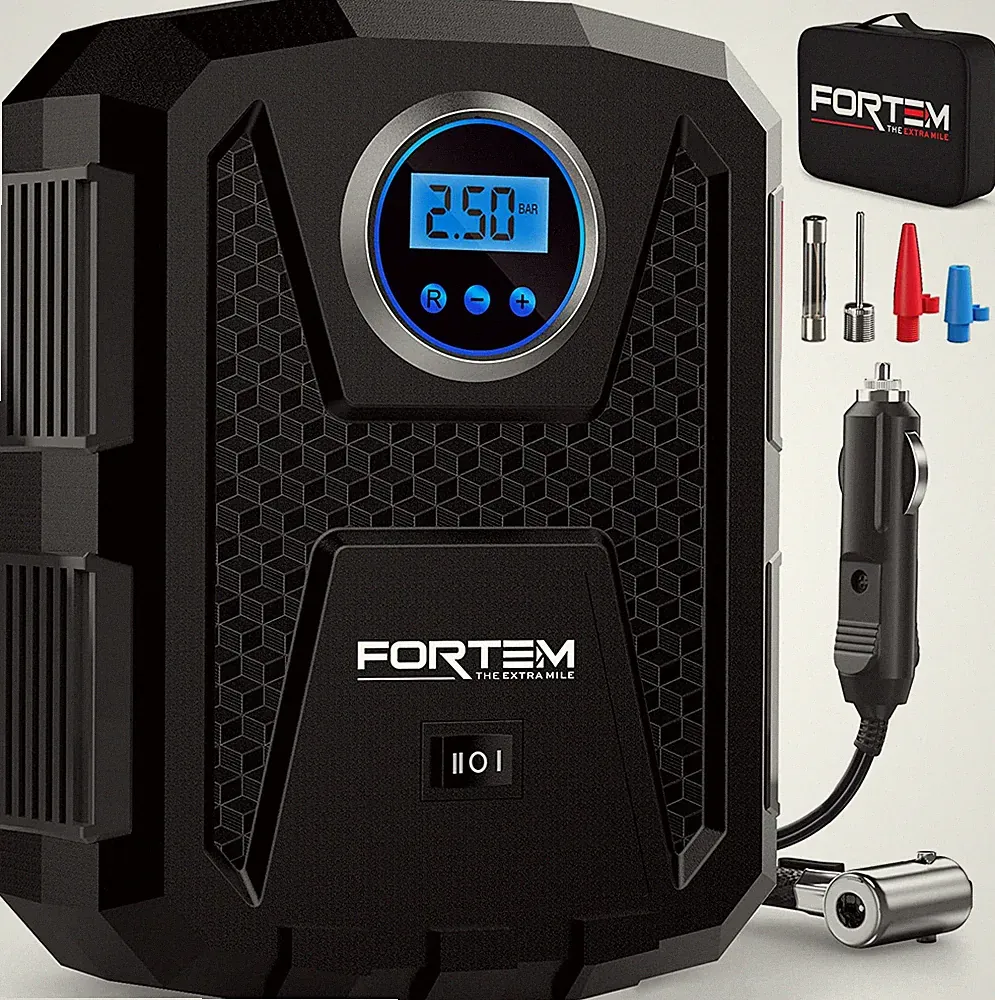 FORTEM Portable Tire Inflator 150 PSI, Air Compressor for Car, 110V AC 12V DC Ai
